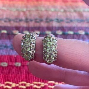 Peridot Pave Stud Earrings set in Silver